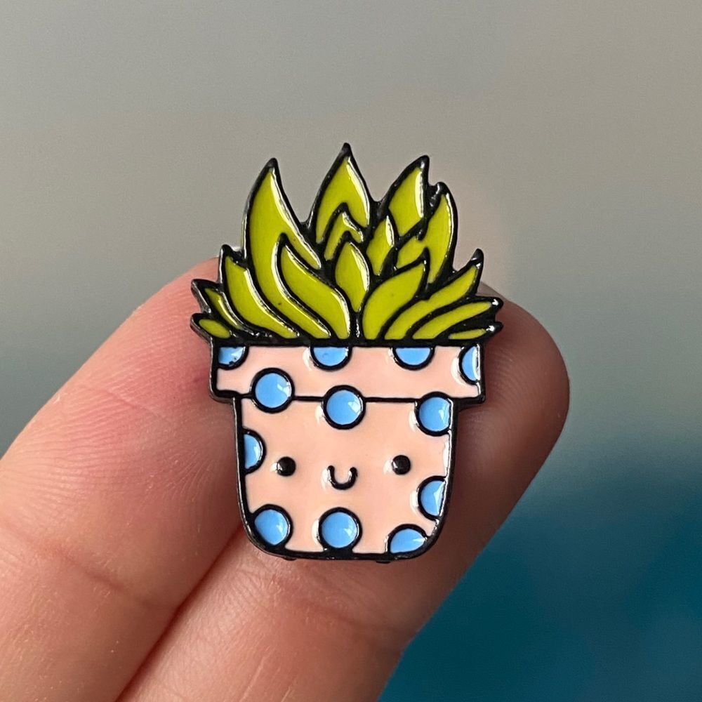 Aloe Polka Planter Enamel Pin/ Brooch Lapel